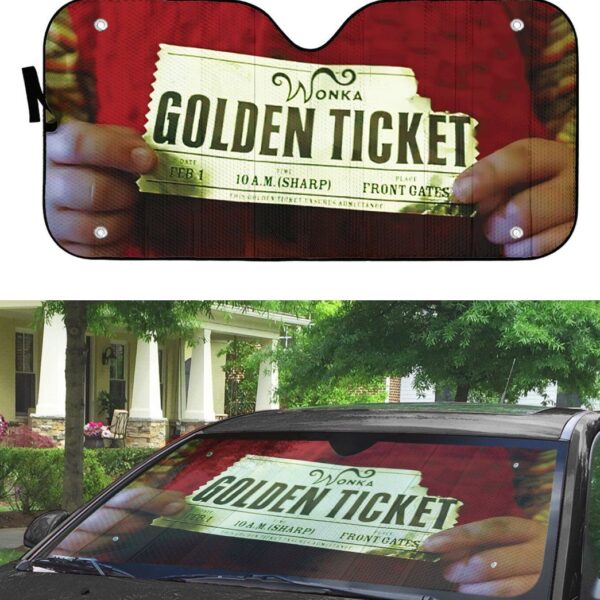 Gearhumans 3D Charlie And The Chocolate Factory Golden Ticket Custom Car Auto Sunshade GO28042116 Auto Sunshade