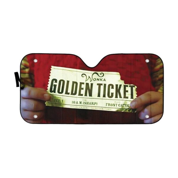 Gearhumans 3D Charlie And The Chocolate Factory Golden Ticket Custom Car Auto Sunshade GO28042116 Auto Sunshade 57''x27.5''