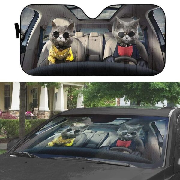 gearhumans 3D Chartreux Cats Custom Car Auto Sunshade GV05061 Auto Sunshade 