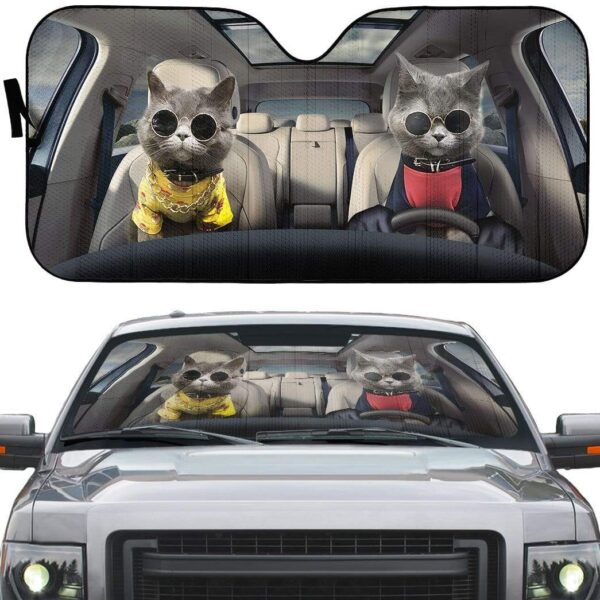 gearhumans 3D Chartreux Cats Custom Car Auto Sunshade GV05061 Auto Sunshade