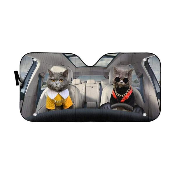 gearhumans 3D Chartreux Couple Cats Custom Car Auto Sunshade GV05065 Auto Sunshade 57''x27.5'' 