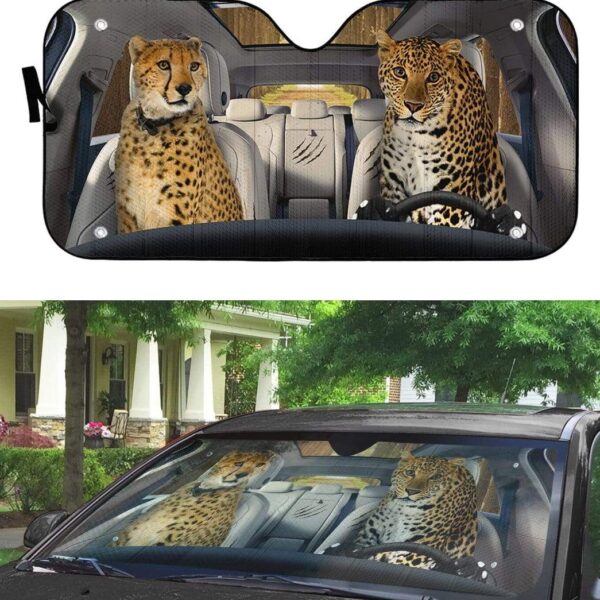 gearhumans 3D Cheetah & Leopard Custom Car Auto Sunshade GS24063 Auto Sunshade 