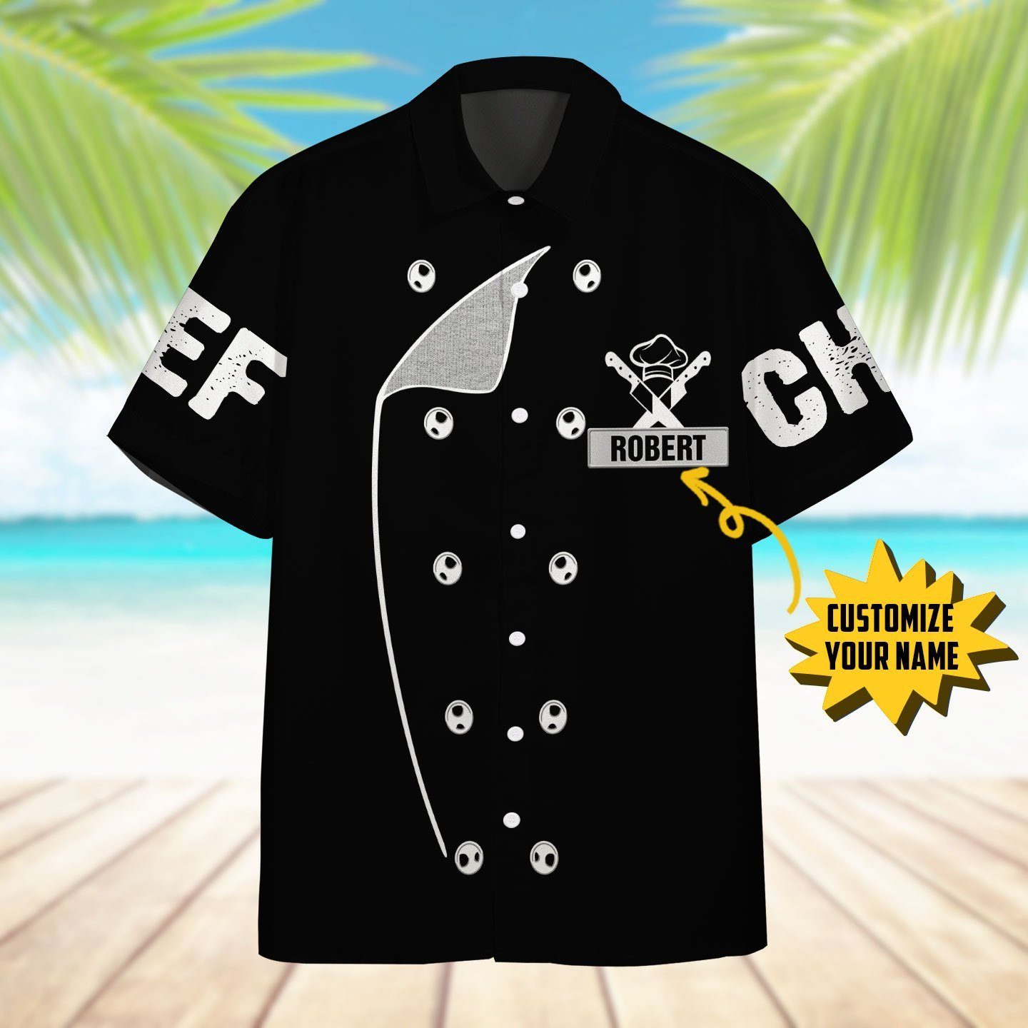 Gearhumans 3D Chef Black Uniform Nutrition Custom Name Hawaii Shirt ZB22039 Hawai Shirt