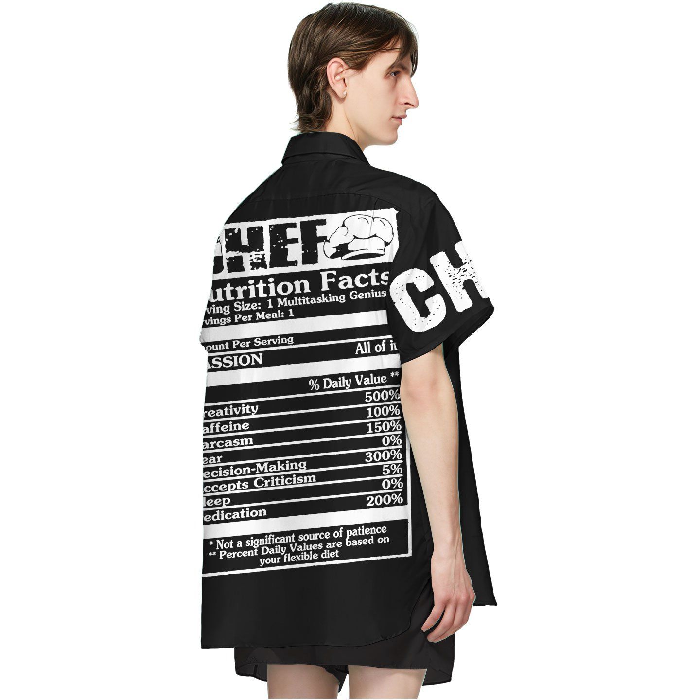 Gearhumans 3D Chef Black Uniform Nutrition Custom Name Hawaii Shirt ZB22039 Hawai Shirt