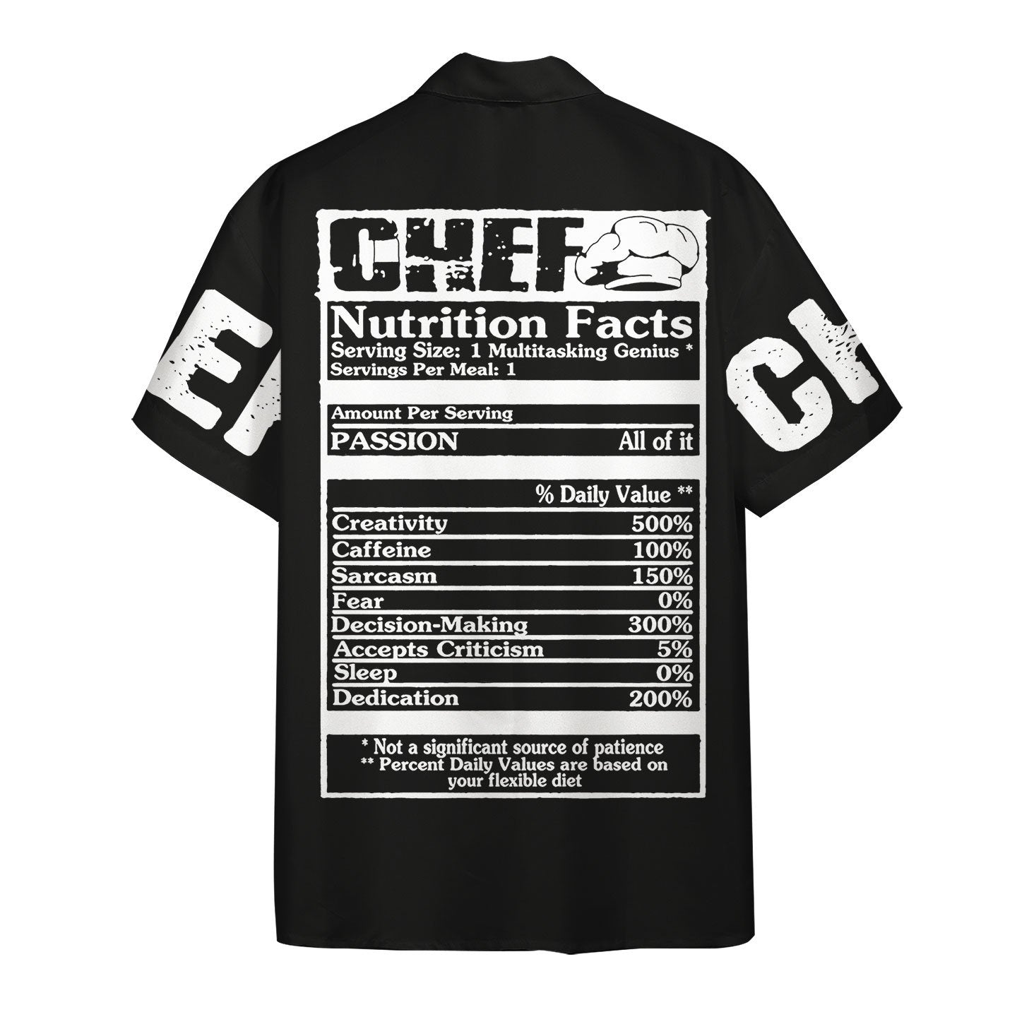 Gearhumans 3D Chef Black Uniform Nutrition Custom Name Hawaii Shirt ZB22039 Hawai Shirt