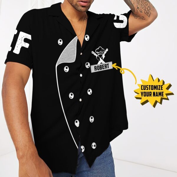 Gearhumans 3D Chef Black Uniform Nutrition Custom Name Hawaii Shirt ZB22039 Hawai Shirt