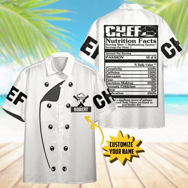 Gearhumans 3D Chef White Uniform Nutrition Custom Name Hawaii Shirt ZB220310 Hawai Shirt 