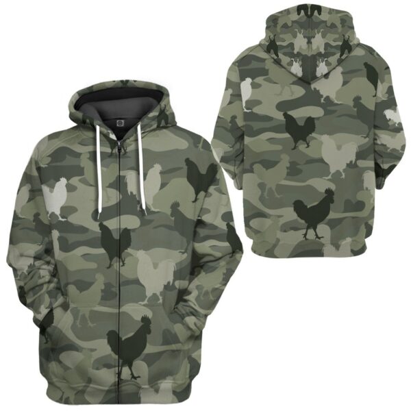 Gearhumans 3D Chicken Camouflage Custom Tshirt Hoodie Apparel GW0806213 3D Apparel 