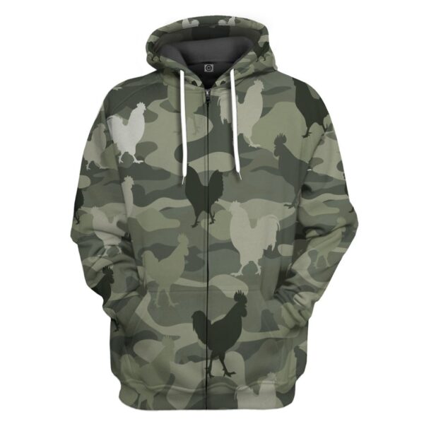 Gearhumans 3D Chicken Camouflage Custom Tshirt Hoodie Apparel GW0806213 3D Apparel Zip Hoodie S 