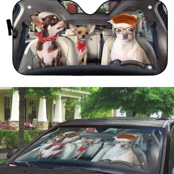 gearhumans 3D Chihuahua Custom Car Auto Sunshade GS30075 Auto Sunshade 
