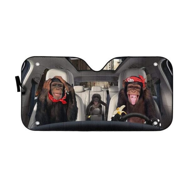 gearhumans 3D Chimpanzee Family Custom Car Auto Sunshade GS23064 Auto Sunshade 57''x27.5'' 