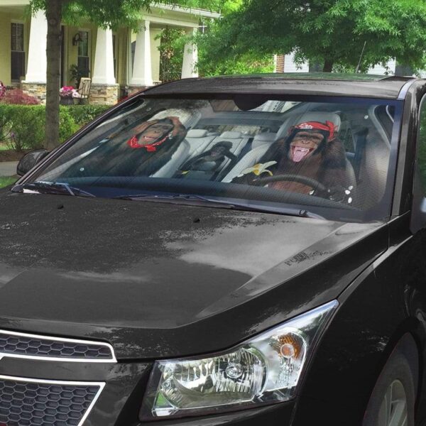 gearhumans 3D Chimpanzee Family Custom Car Auto Sunshade GS23064 Auto Sunshade 