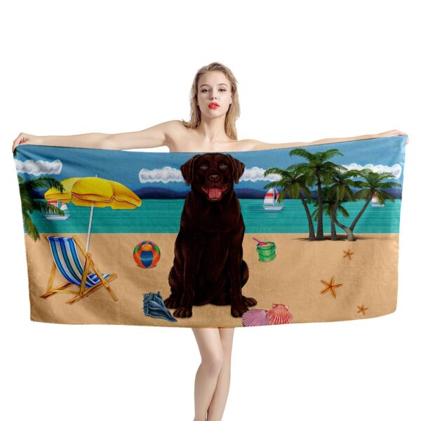 Gearhumans 3D Chocolate Labrador Retriever Dog Custom Beach Towel GW11052117 Towel