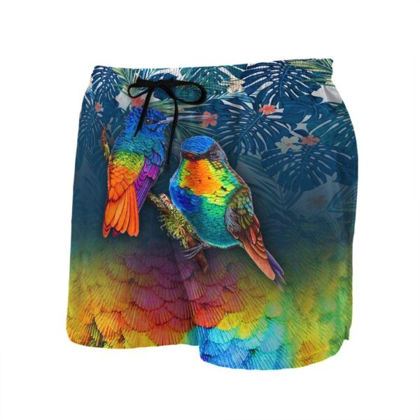 Gearhumans 3D Colorful Hummingbird Hawaii Custom Beach Shorts Swim Trunks GS1705215 Men Shorts