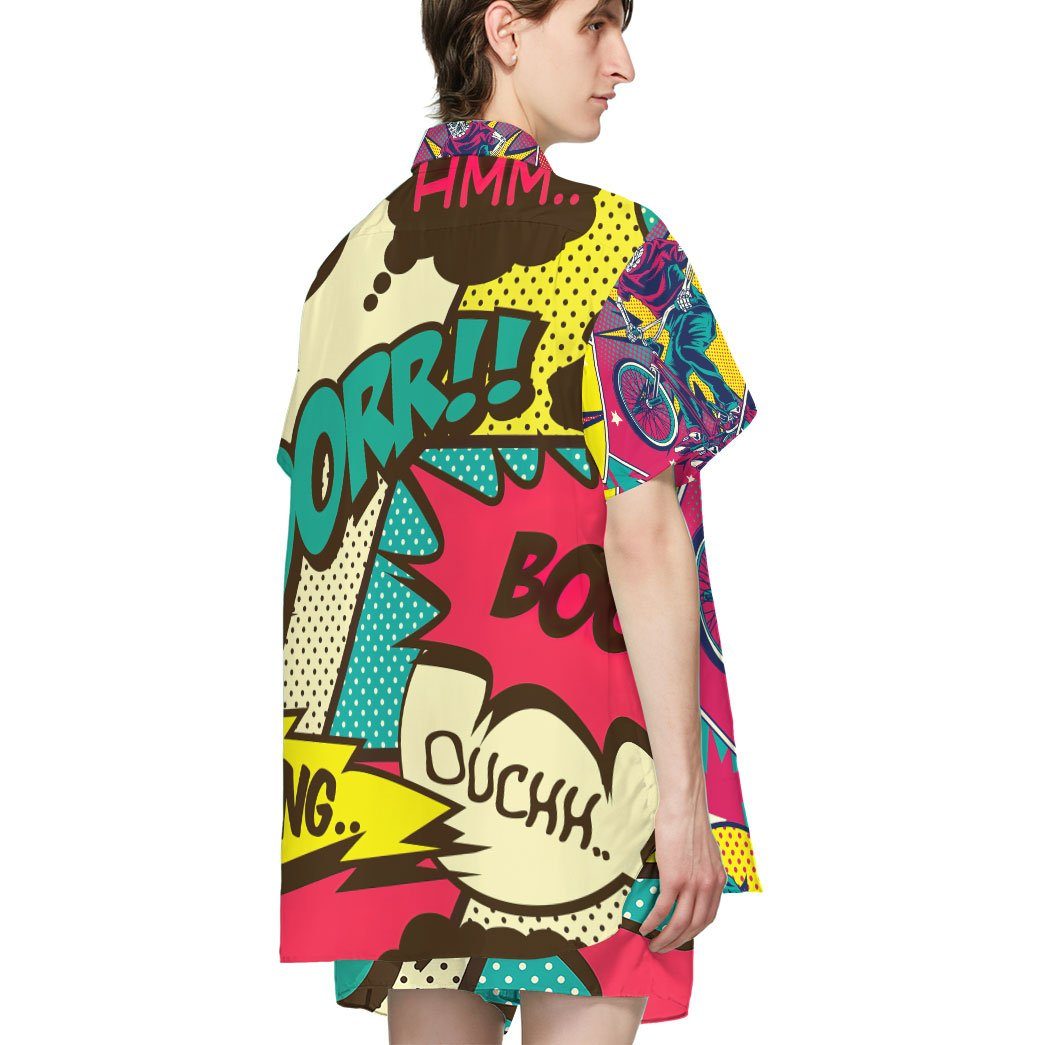 Gearhumans 3D Comic Style Skull Riding Custom Hawaii Shirt GO12052119 Hawai Shirt