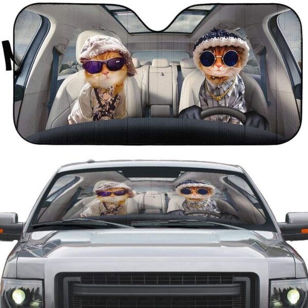 gearhumans 3D Cool Yellow Cats Custom Car Auto Sunshade GV09062 Auto Sunshade