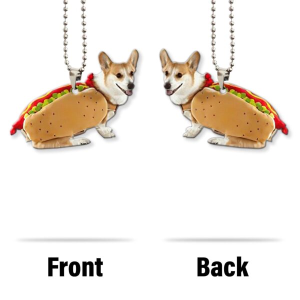 Gearhumans 3D Corgi Hotdoggo Custom Car Hanging GO26052113 Car Hanging