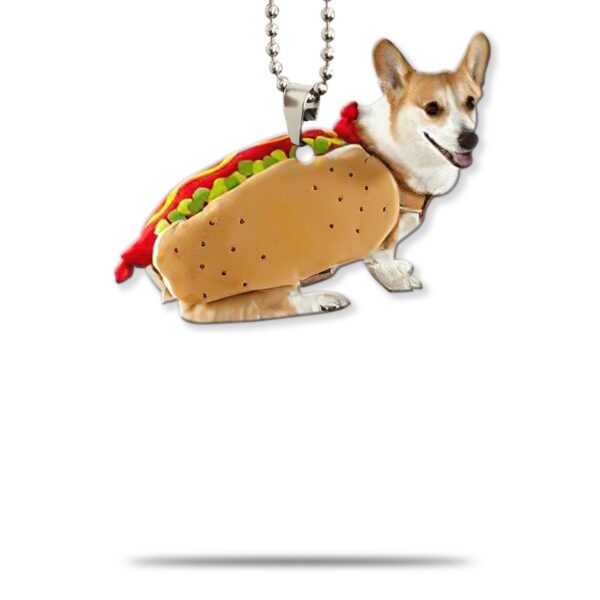 Gearhumans 3D Corgi Hotdoggo Custom Car Hanging GO26052113 Car Hanging Car Hanging/1 Pack