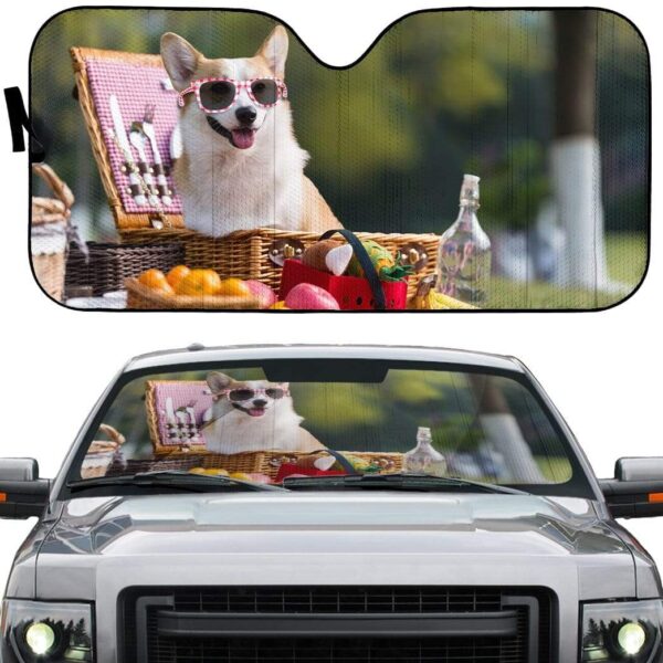gearhumans 3D Corgi Picnic Custom Car Auto Sunshade GW110510 Auto Sunshade