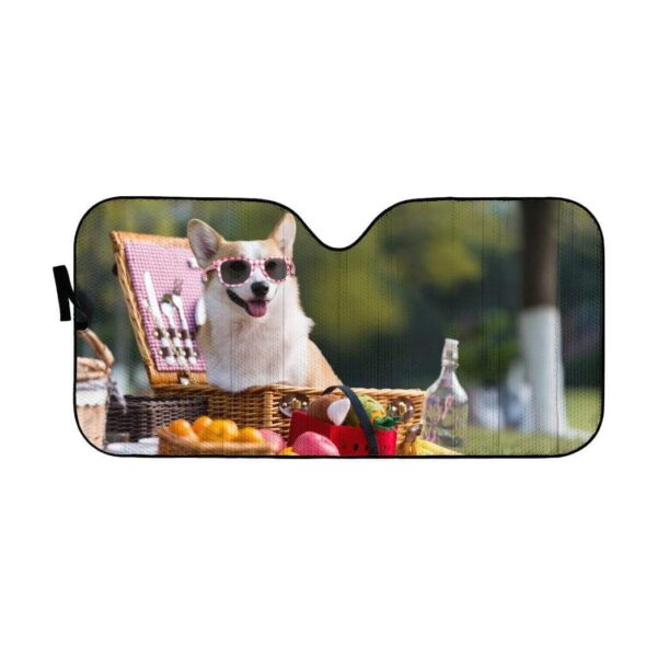 gearhumans 3D Corgi Picnic Custom Car Auto Sunshade GW110510 Auto Sunshade 57''x27.5'' 