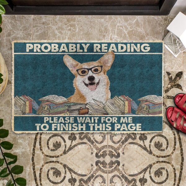 Gearhumans 3D Corgi Probably Reading Please Wait Custom Doormat GW28052114 Doormat