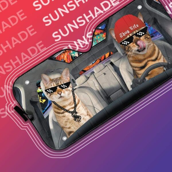 gearhumans 3D Couple Bengal Cat Custom Car Auto Sunshade GV300716 Auto Sunshade 
