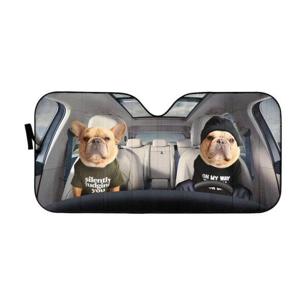 gearhumans 3D Couple Bulldogs Custom Car Auto Sunshade GV050616 Auto Sunshade 57''x27.5'' 