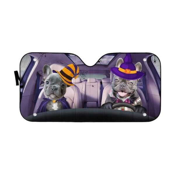 gearhumans 3D Couple Bulldogs Hallowen Custom Car Auto Sunshade GV030823 Auto Sunshade 57''x27.5'' 