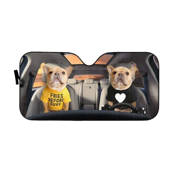 gearhumans 3D Couple Friend Bulldogs Custom Car Auto Sunshade GV10065 Auto Sunshade 57''x27.5'' 