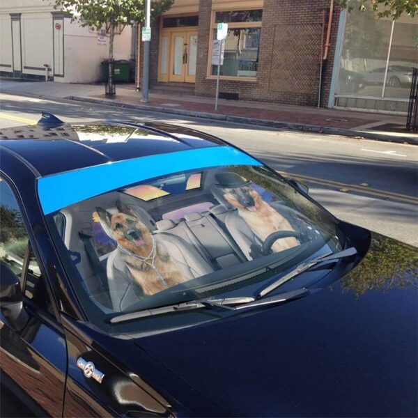 gearhumans 3D Couple German Shepherd Dog Custom Car Auto Sunshade GV14074 Auto Sunshade
