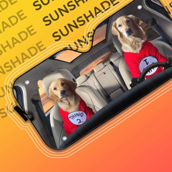 gearhumans 3D Couple Golden Retrievers Custom Car Auto Sunshade GV08064 Auto Sunshade 