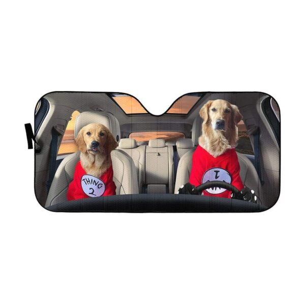 gearhumans 3D Couple Golden Retrievers Custom Car Auto Sunshade GV08064 Auto Sunshade 57''x27.5'' 