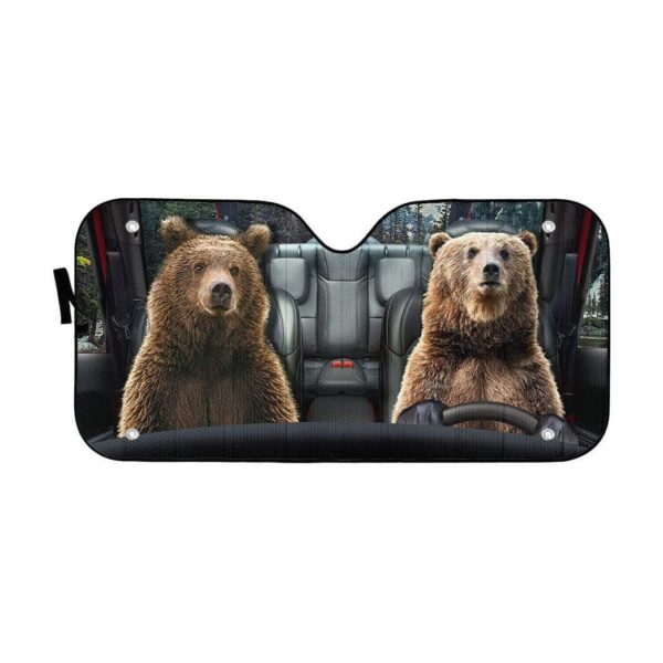 gearhumans 3D Couple Grizzly Bear Brown Bear Custom Car Auto Sunshade GV29072 Auto Sunshade 57''x27.5'' 