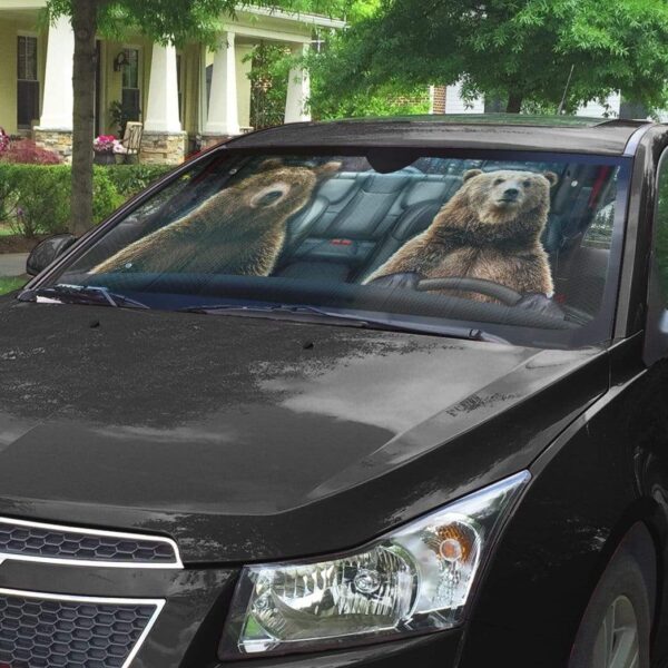 gearhumans 3D Couple Grizzly Bear Brown Bear Custom Car Auto Sunshade GV29072 Auto Sunshade