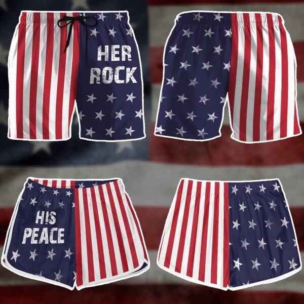Gearhumans 3D Couple Matching Her Rock Custom Beach Shorts Swim Trunk GW02062117 Men Shorts 