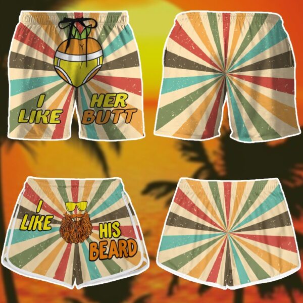 Gearhumans 3D Couple Matching I Like Her Btt Custom Beach Shorts Swim Trunk GW02062113 Men Shorts 