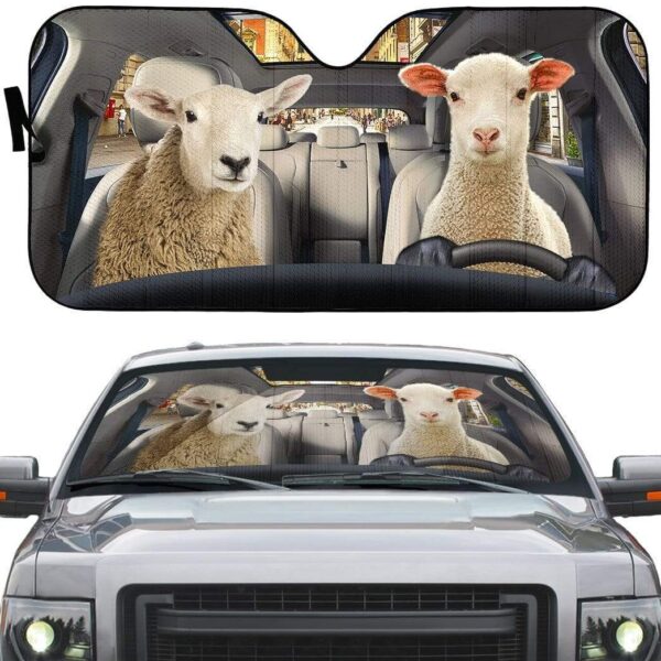 gearhumans 3D Couple Of Goat Custom Car Auto Sunshade GL23063 Auto Sunshade