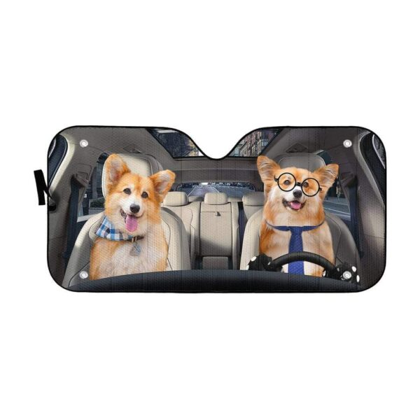 gearhumans 3D Couple Pembroke Welsh Corgi Dogs Custom Car Auto Sunshade GV26062 Auto Sunshade 57''x27.5'' 
