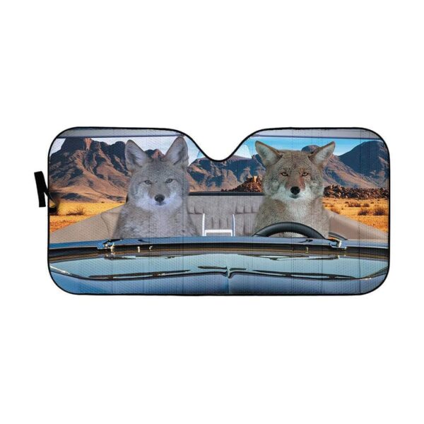 gearhumans 3D Coyote Couple Custom Car Auto Sunshade GW16076 Auto Sunshade 57''x27.5'' 
