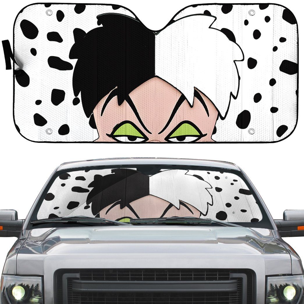 Gearhumans 3D Cruella De Vil Custom Car Auto Sunshade GS2804211 Auto Sunshade