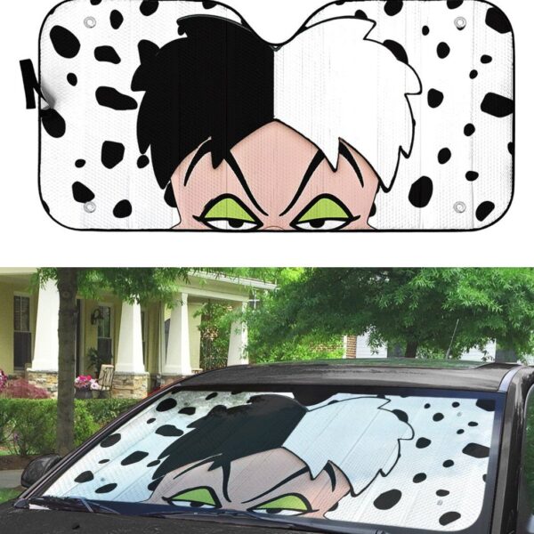 Gearhumans 3D Cruella De Vil Custom Car Auto Sunshade GS2804211 Auto Sunshade