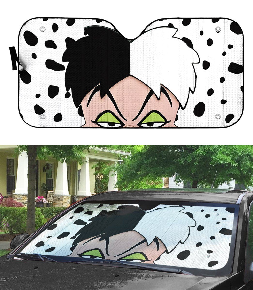 Gearhumans 3D Cruella De Vil Custom Car Auto Sunshade GS2804211 Auto Sunshade