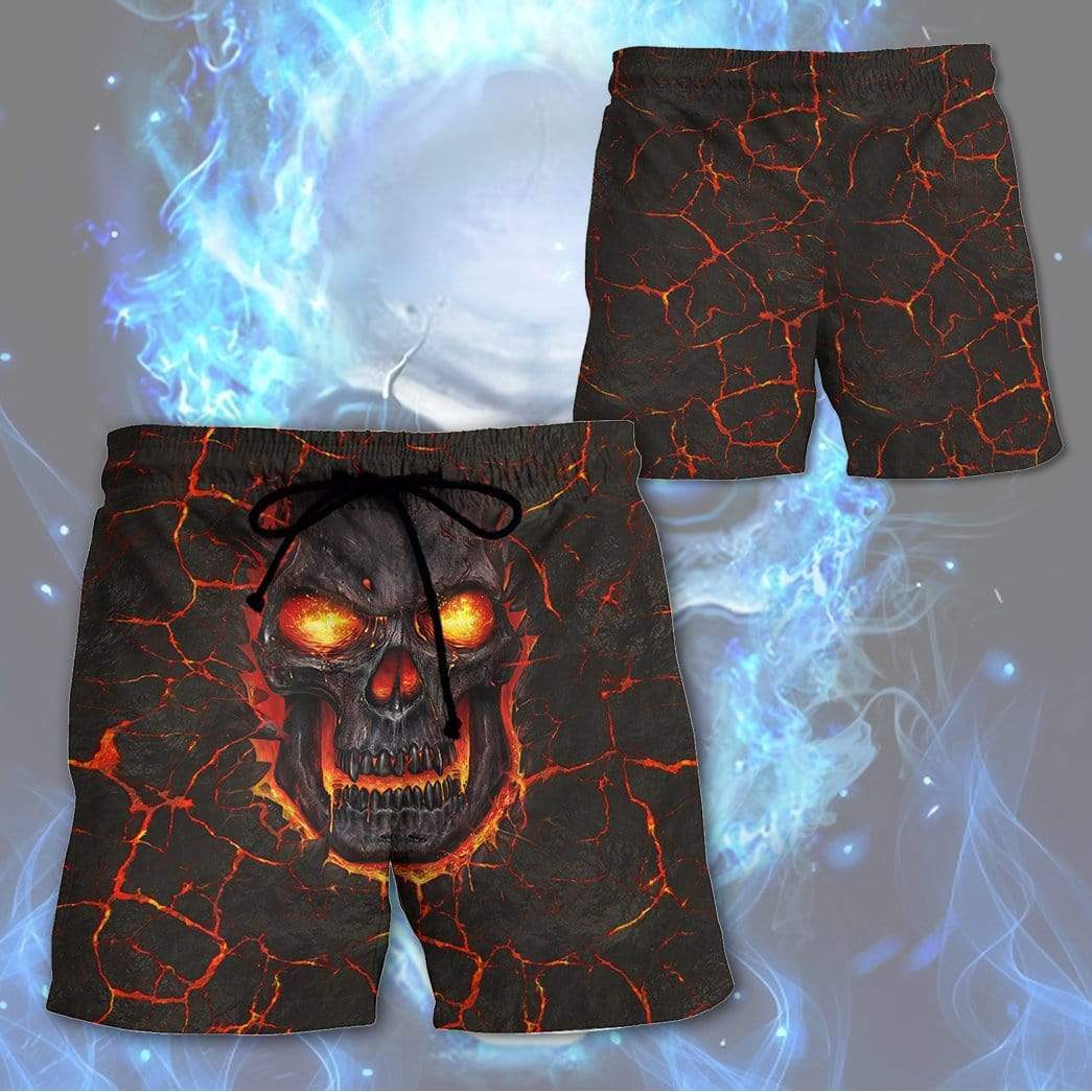 Gearhumans 3D Custom Beach Shorts Fire Skull GT25032 Men Shorts