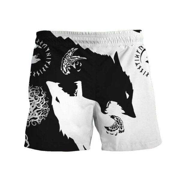 Gearhumans 3D Custom Beach Shorts Viking Skoll and Hati GT26034 Men Shorts