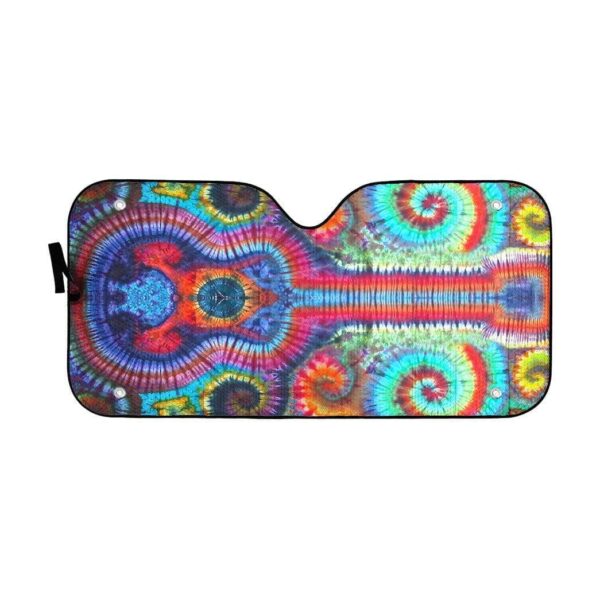 gearhumans 3D Custom Car Auto Sunshade Hippie Mandala Guitar GA10032 Auto Sunshade 57''x27.5'' 