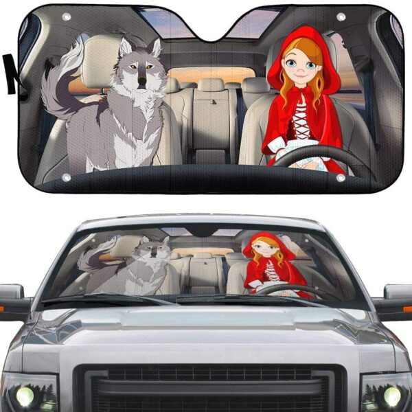 gearhumans 3D Custom Car Auto Sunshade Little Red Riding Hood GS02067 Auto Sunshade
