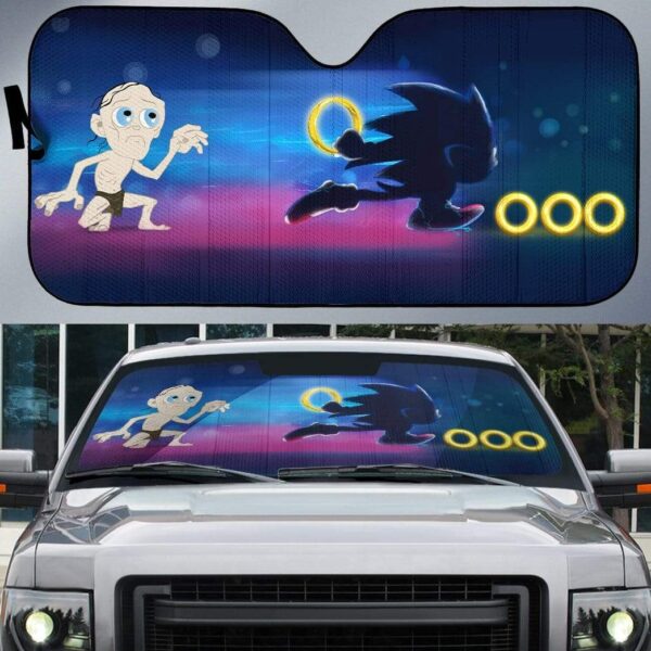 gearhumans 3D Custom Car Auto Sunshade Sonic And LOTR My Precious GT28022 Auto Sunshade