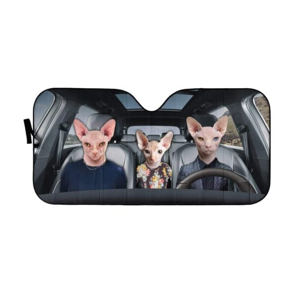 gearhumans 3D Custom Car Auto Sunshade The Sphynx Cat Family GL13054 Auto Sunshade 57''x27.5'' 