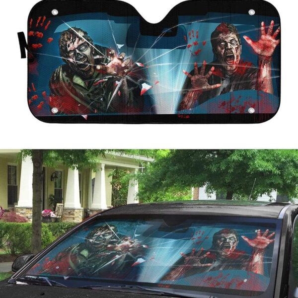 gearhumans 3D Custom Car Auto Sunshade Zombie Attack GA20025 Auto Sunshade 