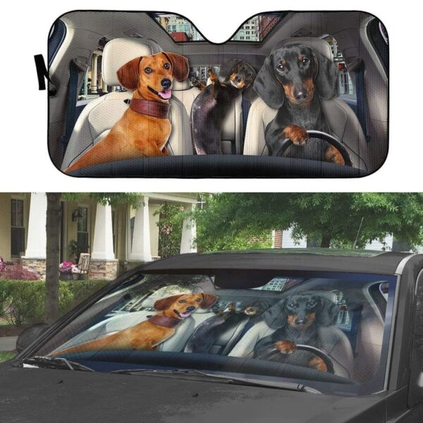 gearhumans 3D Dachshund Custom Car Auto Sunshade GL03086 Auto Sunshade 